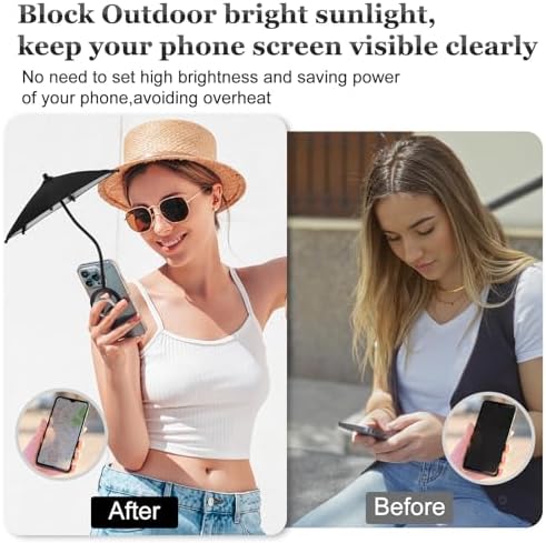Magnetic Umbrella Phone Stand for Sun Protection,Adjustable Sun Shade Shield for iPhone 16/15/14/13/12 Pro Max,Samsung & Google,Detachable Ring Stand,Heat-Resistant Design,Car Mount Compatible, Black – Enhanced Compatibility and Speed