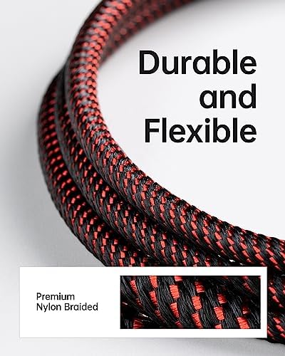 Heavy-Duty UYOUNG i Phone Charger Cable 3 Pack – 6 FT MFi Certified Nylon Braided USB to Lightning Fast Charging Cords for i Phone 14/13/12/11/SE/X/XS/XR/8/7/6/6 S & i Pad – Durable, Tangle-Free Charging Solution in Vibrant Red for Ultimate Convenience and Performance