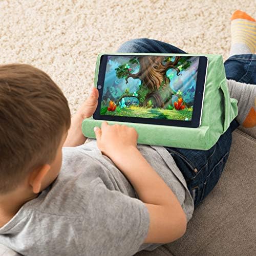 Ultimate Comfort Multi-Angle Tablet Holder and Phone Stand Set – Lightweight and Sturdy Design with Storage Pocket – Ergonomic Cushion for Enhanced Stability and Versatile Use – Modern Black and Light Green Aesthetic for Stylish Workspaces and On-the-Go Convenience