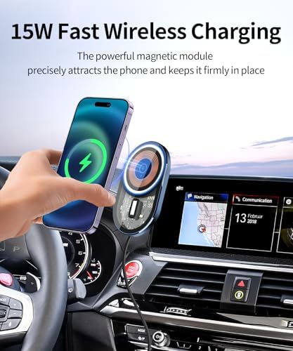 Wireless Charging car Phone Holder for BMW X3 2018-2021/BMW X4 2019-2021 Accessories 10.25/10.3-inch Screen Fixed Clip,360° Rotation car Phone Mount Compatible with MagSafe – Enhanced Compatibility and Speed