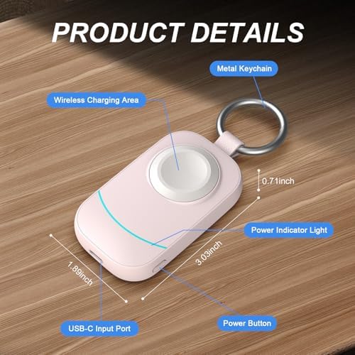 Sleek Pink Portable Wireless Charger for Apple Watch – 2500 m Ah Fast Charging Solution for Series 10/9/8/7/6/5/4/3/2/SE/UItra/UItra 2 – Ultimate Travel Accessory for Active Lifestyles and Quick Recharges Anywhere