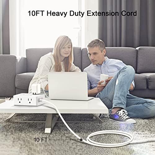 Maximize Your Power Management with a 6 Ft Surge Protector Power Strip – 8 Outlet Extension Cord Featuring 4 Fast USB Charging Ports (1 USB-C), Ideal for Home Office Convenience and Safety, ETL Listed for Enhanced Surge Protection and Compatibility