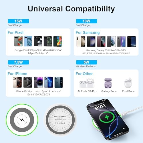 Effortless 15 W Fast Wireless Charger Pad for Motorola Moto G Stylus 5 G 2025 & Samsung Galaxy S25 Ultra, Sleek Android Charging Station with Enhanced Compatibility, Rapid Power Delivery, and Safety Features for Ultimate Convenience