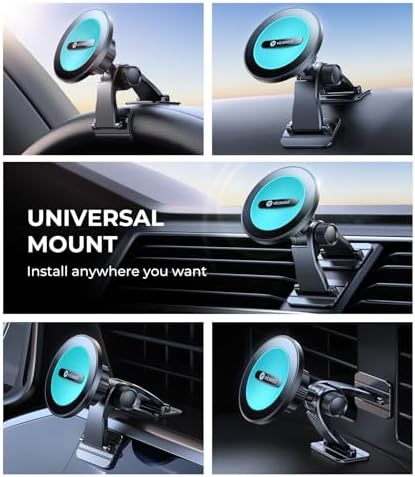 VICSEED 2025 Mag Safe Car Mount Upgrade – Unmatched 25 N Magnetic Grip & Advanced Dashboard Adhesive for Secure Smartphone Holding – 360° Adjustable Design Perfect for All Vehicles & Smartphones – Effortless Installation for Enhanced Safety and Convenience