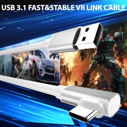 Ultra-Fast 16 FT USB 3.1 to USB C Link Cable for VR Gaming – Seamless Data Transfer for Oculus Quest 3, Meta Quest 3, and Pico 4 – Premium High-Speed Extension Cord for Immersive PCVR Experience – Durable, Flexible, and Plug-and-Play Design