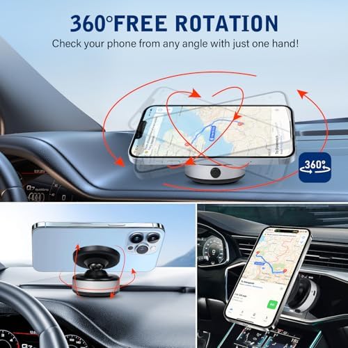 Ultimate 360-Degree Rotatable Magnetic Car Phone Holder – Powerful Suction Mount for Unmatched Stability and Versatile Use on Smooth Surfaces – Sleek Black Design for Cars and Gym Equipment with Universal Device Compatibility