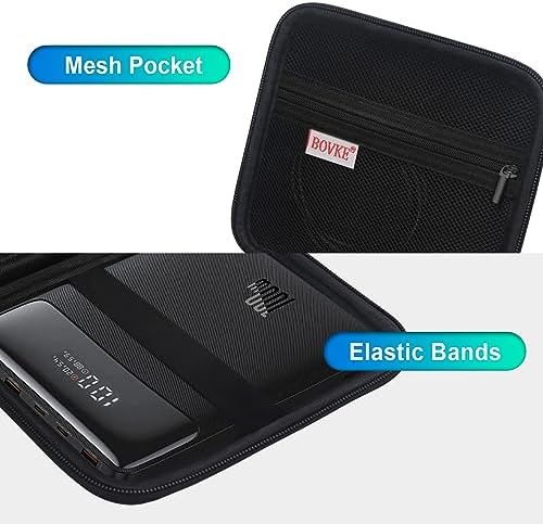 BOVKE Premium EVA Hard Case for Baseus 100 W Blade USB-C Laptop Charger – Shockproof Storage Solution with Mesh Pocket for Cables – Perfect for Travel and Organization – Enhanced Protection for Power Banks and Accessories – Sleek Black Design with Detachable Lanyard and Carabiner for Versatile Carrying Options – Ideal for Business Trips and Daily Commutes – Fits Baseus Blade HD 20000 m Ah and 65 W Slim Power Packs – Durable, Water-Resistant Material Ensures Safe Transportation of Your Devices – Elevate Your Charging Experience with This Essential Accessory