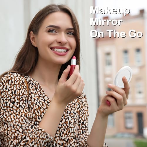 Metisinno Chic Cream White Magnetic Base Makeup Mirror – Effortless Touch-Ups for On-the-Go Glamour, Compatible with Pop Socket & i Phone Mag Safe, Lightweight & Durable Portable Beauty Essential with High-Quality Reflective Surface for Flawless Application