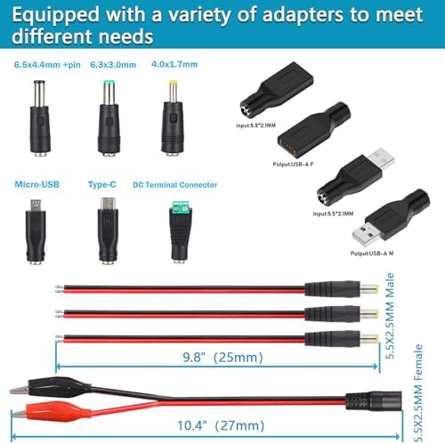 Universal 72 W Adjustable AC/DC Power Supply with LED Voltage Display – Minidodoca 3 V-24 V Adapter for Efficient Household Electronics Charging – 3000 m A Output with 16 Interchangeable Tips for Maximum Compatibility and Convenience