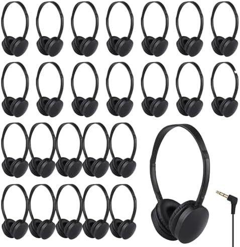 15-Pack Kids Classroom Headphones – Durable On-Ear Earphones for Students, Teens & Adults – Comfortable, Lightweight Design with Enhanced Device Compatibility – Ideal for Educational Settings & Group Learning Activities – Easy to Clean & Transport
