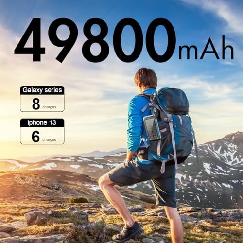 Ultimate 49,800 m Ah Solar Power Bank – Rugged Waterproof Portable Charger with 15 W Fast Charge USB-C & Built-in LED Flashlight – Eco-Friendly Outdoor Charging Solution for All Mobile Devices and Electronics