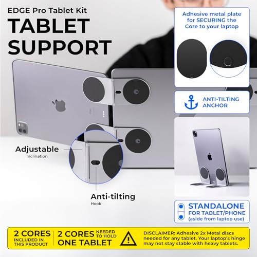 Versatile Rolling Square Edge Pro Tablet Kit – Magnetic Phone Holder & Adjustable Productivity Stand for Tablets and Smartphones, Mag Safe Compatible – Elevate Your Smartworking Experience with Enhanced Durability and Portability in Sleek Black