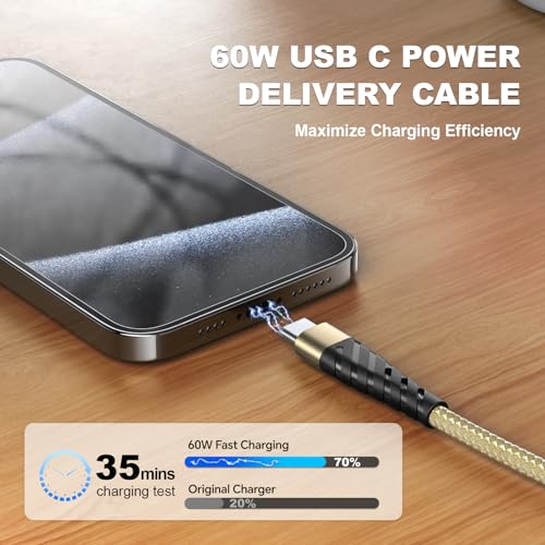 Transform Your Charging Experience with 5-Pack 6.6 FT USB C to USB C Cables – High-Speed 60 W Fast Charge, Durable Nylon Braided Design, and Universal Device Compatibility for i Phone, Mac Book, Samsung, and More!