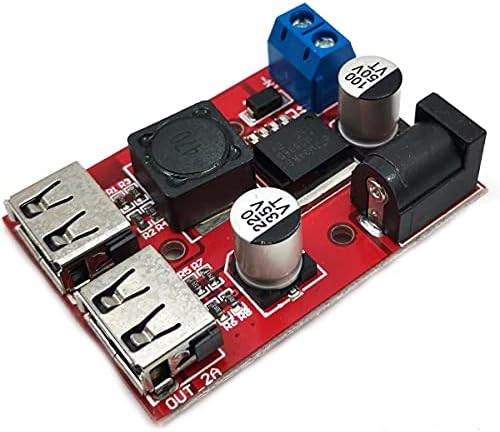 DEVMO 2-Pack Dual USB Adjustable Voltage Regulator – High-Efficiency LM2596 Step-Down Buck Converter for Solar and Automotive Use – 3 A Output for Reliable Charging at 5 V from 9 V, 12 V, 24 V, 36 V Inputs – Versatile Power Supply Module for Modern Electronics