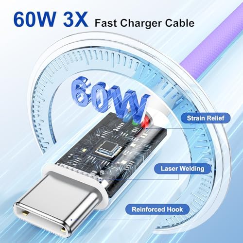Apple i Phone 15 Charger Cable Trio – 6 ft USB-C to USB-C Fast Charging Set for i Phone 15, Mac Book & i Pad 12.9 – Superior Durability & Enhanced Compatibility for Effortless Powering Solutions
