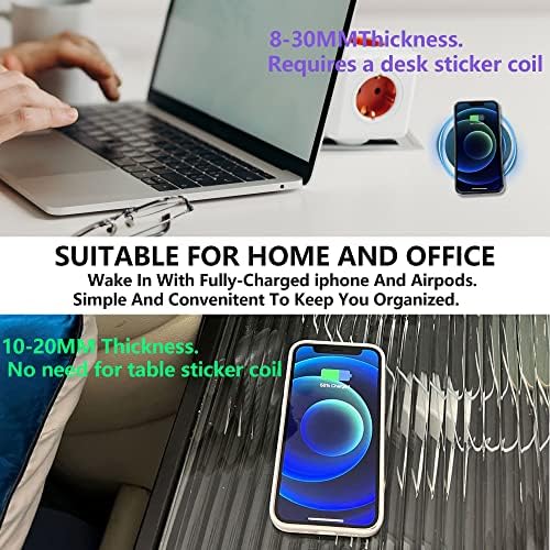 Revolutionize Your Workspace with the Invisible Wireless Charger: Sleek Under-Desk 10 W Charging Pad for Mag Safe i Phone 13/12 – Enhanced Compatibility (5-15 MM) and Fast PD Adapter Included for Effortless Power Management
