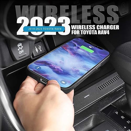 PACEWALKER 15 W Wireless Charging Pad for Toyota RAV4 (2019-2023) – Anti-Slip Design for Secure Device Placement, Fast Charging Solution for LE/XLE/TRD/Off-Road/XSE/SE Models – Effortless Integration and Enhanced Aesthetics for Your Vehicle