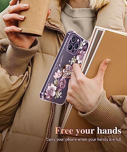 GVIEWIN Stylish Marble Phone Ring Holder with 360° Rotation for Ultimate Grip and Kickstand Functionality – Compatible with i Phone 16 Pro Max, 15 Plus, 14, 13, 12 Series & Galaxy S25/S24 Ultra – Elegant Flowing Sakura Design for Enhanced Safety and Usability