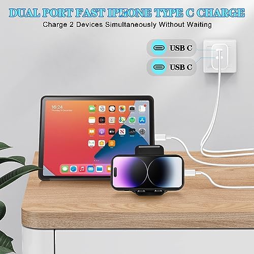 Ultra-Fast Dual Port USB-C i Phone Charger with 10 FT Quick Lightning Cables – High-Efficiency Charging Block for i Phone 14 Pro Max, 13 Pro, 12, 11, XS, XR, 8, SE – Ideal for Home and Travel, 2-Pack for Maximum Convenience and Speed
