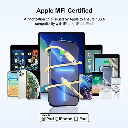4 Pack 3 ft Apple MFi Certified Lightning to USB Charging Cables – Fast, Durable, and Tangle-Free Cords for i Phone 14/14 Max/13/13 Pro Max/12 Mini/11/11 Pro/XS/XR/8/7/6 s/5 S and i Pad – Reliable Performance for Home, Office, and Travel