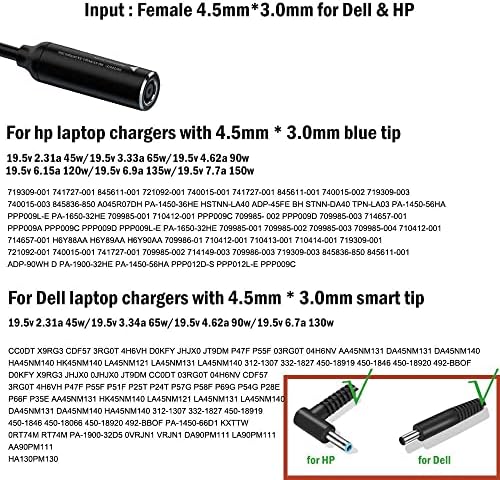 Female 4.5 mm Barrel Smart Tip to USB-C Adapter Cable – High-Speed Charging Solution for HP & DELL Devices – 45 W/65 W Power Delivery, Compact & Durable Design for Ultimate Portability – Versatile Voltage Support (5 V/9 V/20 V) for Seamless Connectivity