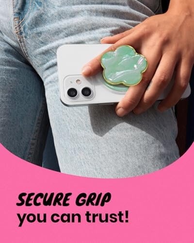 Chic Mother of Pearl Daisy Floral Phone Grip & Stand – Stylish Magnetic Phone Holder for Secure One-Handed Use and Hands-Free Viewing (Crème) – Ideal Floral Accessory for Enhanced Mobile Experience and Compatibility with Mag Safe Devices