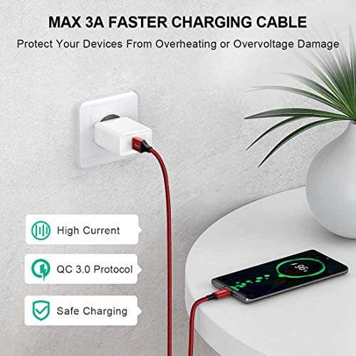 Premium 12 ft Braided USB C Cable (2-Pack) by etguuds – Fast Charging & Data Transfer for Samsung Galaxy S22/S21/S20 Ultra, LG, Moto, Pixel – Durable, Universal Compatibility for Home & Office Use, Effortless Connectivity