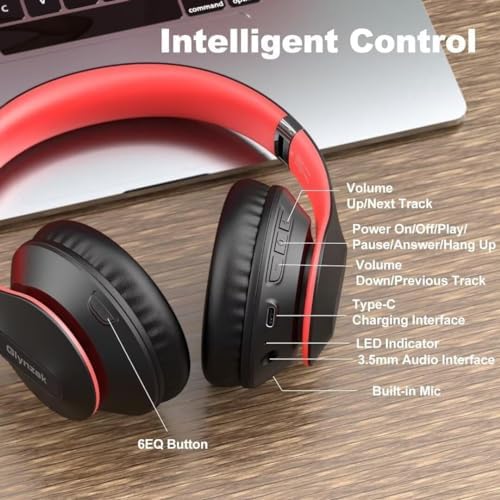 Transform Your Listening Experience: Glynzak Premium Wireless Over-Ear Headphones with 65-Hour Playtime, Hi-Fi Stereo Sound, and Custom EQ Settings – Perfect for Travel, Gaming, and Daily Use