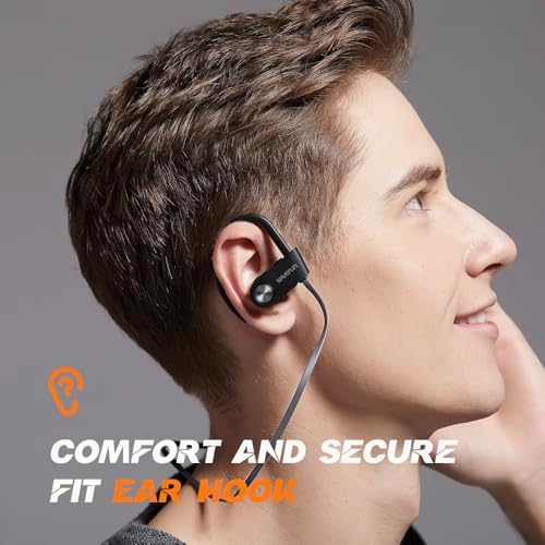 Advanced Waterproof Bluetooth Earbuds with Secure Ergonomic Ear Hooks – XBuds Over-Ear Headphones Engineered for Active Lifestyles – Immersive Deep Bass Audio, 15-Hour Battery Life, Integrated Microphone, IPX7 Water Resistance – Ultimate Comfort for Workouts and Outdoor Activities (Grey)
