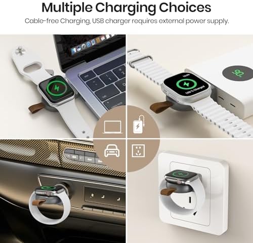Portable Magnetic Wireless Charger for Apple Watch – Fast Charging i Watch Accessory for Ultra, Series 1-9, and SE – Travel-Friendly Cordless Design for Ultimate Convenience and Durability