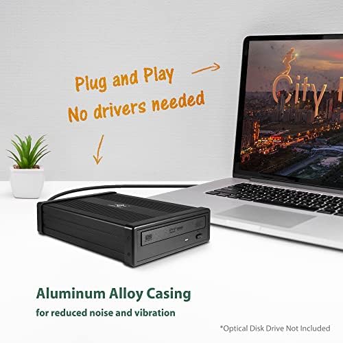 Vantec Nex Star DX2 USB 3.0 External Enclosure for 5.25″ Blu-Ray, CD, DVD SATA Drives – Second Generation, Tool-Free Setup, Premium Aluminum Alloy Design, Fast Data Transfer and Enhanced Durability for Media Storage Solutions