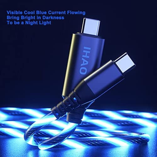 IHAO 60 W USB Type C to Type C Fast Charging Cable with LED Current Indicator – High-Speed Data Transfer for Android & i OS Devices – 39 Inch Universal Charger in Vibrant Green – Durable, Efficient Power Delivery for Modern Tech