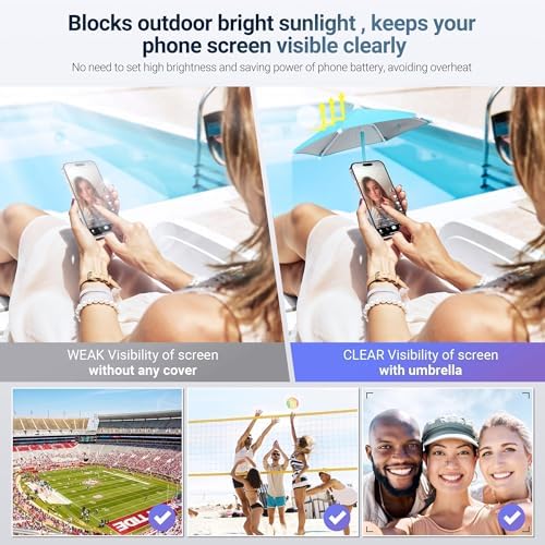 Magnetic Cell Phone Umbrella for Sun,Universal Cute Phone Sunshade Shield Cover with 360°Adjustable & Rotatable Phone Ring,Outdoor Anti-reflective Phone Sun Visor for Magsafe Cell Phone/Android/Kindle – Enhanced Compatibility and Speed