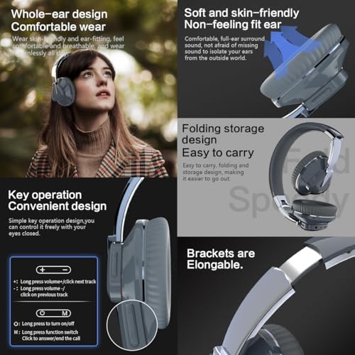 Revolutionary Wireless Bluetooth Over-Ear Headphones – V5.0 for Exceptional Lossless Audio, Ergonomic Comfort, 24-Hour Playtime, and HD Microphone for Clear Calls – Perfect for Gym, Gaming, and Mobile Use – Unmatched Sound Experience for Active Lifestyles