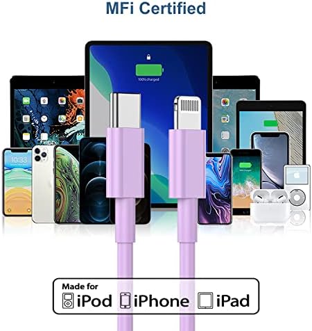Premium 2 Pack USB C to Lightning Cable – 6 ft Apple MFi Certified Fast Charging Cord for i Phone 13/12/11 Pro/Max, Durable Power Delivery Charging Solution in Sleek Black – Unmatched Speed and Compatibility for On-the-Go Users