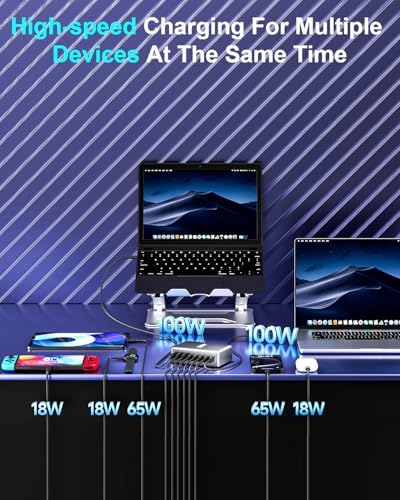 High-Powered 440 W Ga N 8-Port USB-C Charging Hub – Dual PD & PPS Fast Charger for Mac Book Pro/Air, i Phone 16/15/14/13/Pro Max – Compact, Durable Solution for Home, Office & Travel Efficiency