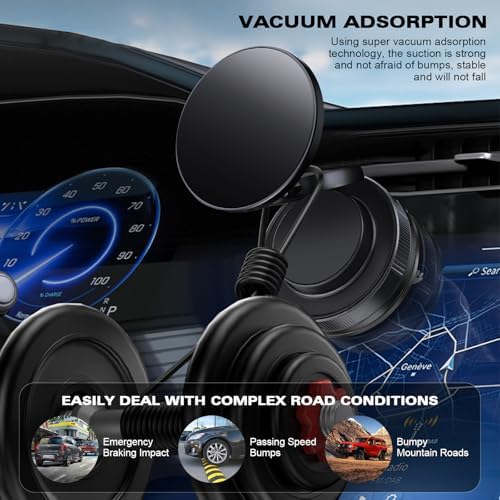 Revolutionary 360° Magnetic Car Phone Holder – Adjustable Vacuum Suction Mount for i Phone 12/13/14/15/16 with Mag Safe Compatibility for Enhanced Safety and Convenience on the Road