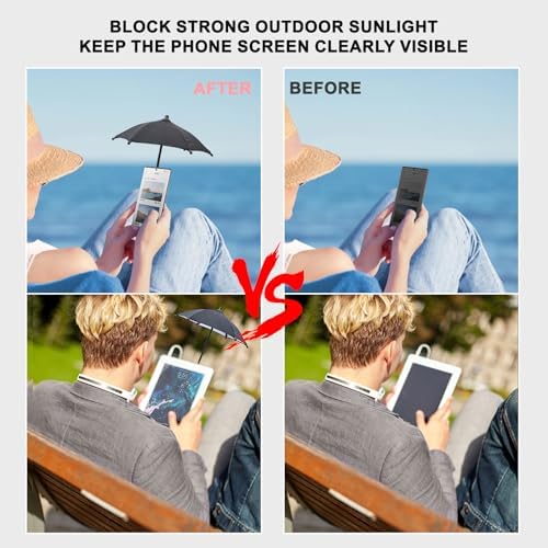 Ultimate Magnetic Umbrella Phone Stand for Outdoor Use – Adjustable Sun Shade Shield for i Phone 16/15/14/13/12 Pro Max, Samsung & Google Devices – Detachable Ring Grip for Enhanced Control – Heat-Resistant Design for Durability – Effortless Magnetic Setup – Car Mount Compatible – Elevate Your Mobile Experience in the Sun