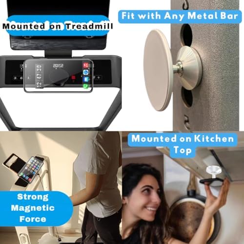 Sleek Silver Gym Magnetic Phone Holder – Dual Magnet Technology for Unmatched Grip, 360° Rotatable Design for Optimal Viewing Angles, Effortless Attachment to Metal Surfaces, Compatible with i Phone 12/13/14/15/16, Samsung & All Mag Safe Smartphones – Ultimate Portable Phone Mount for Distraction-Free Workouts