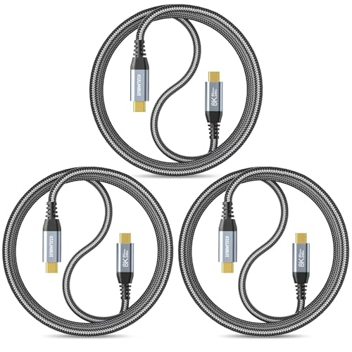 (3-Pack 5FT) 40Gbps USB C for Thunderbolt 4 Cable, [8K@60Hz/Dual 4K@60Hz] USB C Monitor Cable, 40Gbps Data Transfer, USBC Video Cord, 240W Charging for iPhone 16,Samsung,MacBook,iPad,Lenovo,SSD,KYY – Enhanced Compatibility and Speed