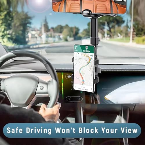Universal Rear View Mirror Phone Holder: 360° Rotatable & Retractable Car Mount for i Phone 15/14/13/12/11 Pro Max & Samsung Smartphones – Ultimate Hands-Free Driving Solution for Enhanced Safety and Accessibility