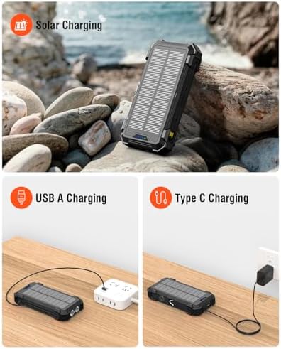 High-Capacity 42800 m Ah Solar Power Bank – Ultimate Outdoor Portable Charger with Wireless Fast Charging & Dual LED Flashlights for i Phone, Samsung, and More – Eco-Friendly Energy Solution Designed for Adventure Seekers