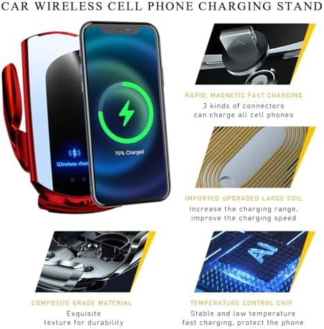 15 W Fast Charging Wireless Car Charger Mount – Universal Air Vent Phone Holder with Smart Sensor Technology for Quick Power-Ups, Sleek Silver Design, Enhanced Compatibility for Most Smartphones – Ideal Automotive Accessory for Safe, Hands-Free Navigation