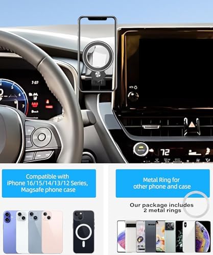 Magnetism Car Phone Holder for 2019-2025 Toyota Corolla & Corolla Cross – Premium Mag Safe Compatible Mount with 360° Rotation for Hands-Free Navigation – Effortless Installation, Universal Smartphone Fit, and Enhanced Driving Safety