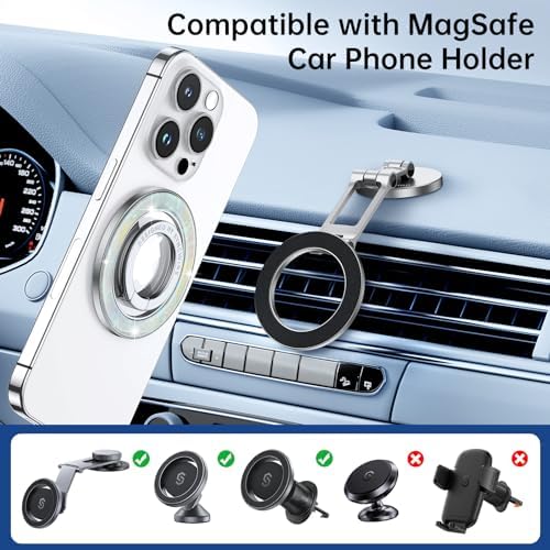 Syncwire Glamorous Magnetic Phone Grip for Mag Safe – Chic Black Diamond Ring Holder & Versatile Rotatable Kickstand – Perfectly Compatible with i Phone 15 Pro Max, 14, 13, 12 & All Android Devices – Secure, Stylish, and Multifunctional Phone Accessory