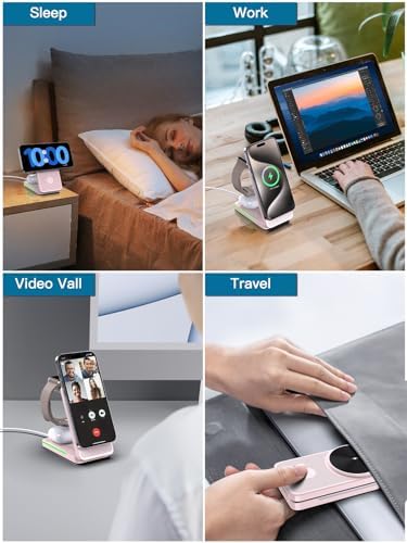 3-in-1 Foldable Mag-Safe Wireless Charging Station for i Phone 16 Pro Max, 15, 14, 13, 12 – Seamless Nightstand Charger for Air Pods & i Watch – Compact Multi-Device Power Hub in Sleek Black Finish for Enhanced Efficiency and Travel Convenience
