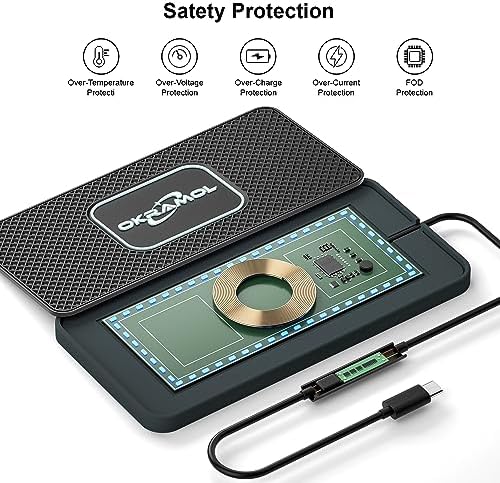 Effortless Wireless Car Charger Pad – Rapid Multi-Device Charging Station for i Phone 16/15/14/13/12 Pro & Samsung S20/S21/S22/S23 – 1 Meter Cable Included for Ultimate Convenience – Qi-Compatible Design for Air Pods and More – Sleek, Space-Saving Accessory for Your Vehicle’s Interior