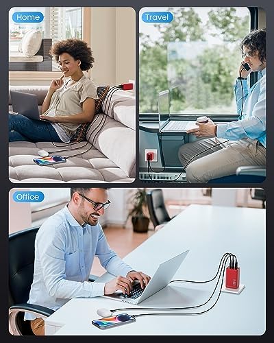 High-Efficiency 128 W USB C Wall Charger – Ga N III 3-Port Fast Charging Hub for Mac Book, i Phone, Galaxy & More – Portable 65 W Adapter with Foldable Design for Ultimate Convenience and Speed