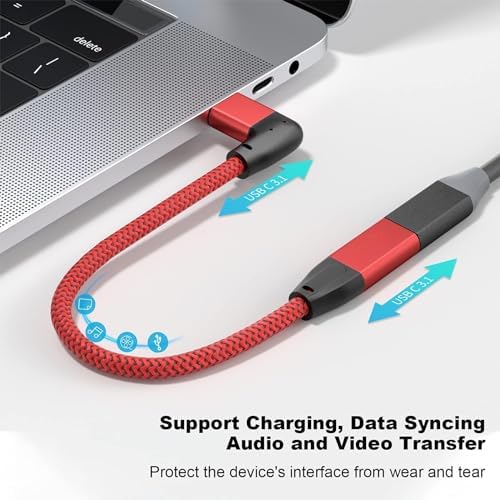 Effortlessly Enhance Your Connectivity with Use Bean 0.6 FT Right Angle USB C Extension Cable 2-Pack – 90-Degree Gen2 20 Gbps Fast Data Transfer for i Phone 16/15, Mac Book, i Pad Pro/Air, Galaxy S25/S24 – Perfect for Tight Spaces and Seamless Charging Solutions