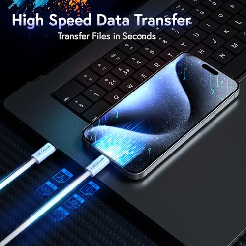 Premium 2.1 m USB-C Cable – 240 W Fast Charge & 480 Mbps Data Transfer, Durable Braided Design for Enhanced Compatibility, Sleek White Finish for Modern Tech Aesthetics